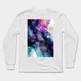 Galactic Glow - Abstract Alcohol Ink Art Long Sleeve T-Shirt